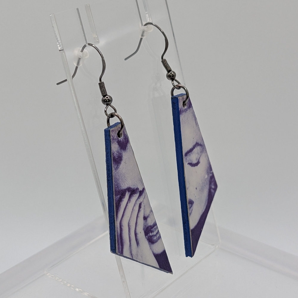 Magazine Decoupage Wooden Earrings - Vanity Fair, Marilyn Monroe - Handmade - Picture 4 of 6